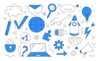 Hand drawn web technology elements set. Internet concept illustration vector