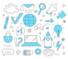 Internet icons collection. Hand drawn web technology illustration vector