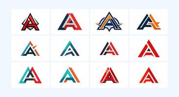 options for simple company logos starting with the letter A symbols elements with the letter a vector