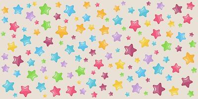 Vibrant multicolored star pattern on a beige background. vector