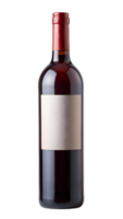 Red wine bottle with blank label, isolated against transparent background png