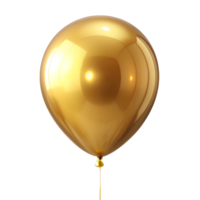 Gold balloon with shiny metallic finish, isolated on transparent background png