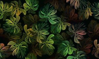 artistic green leaves seamless pattern. colorful floral pattern background. vector