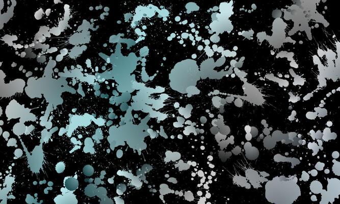 watercolor gray spots and sprays on black background.