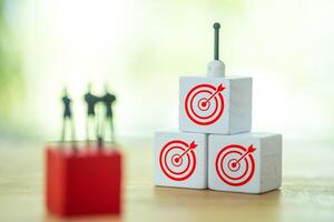 Choose a goal, define a task. Purposefulness and insight. Succeed in work. photo