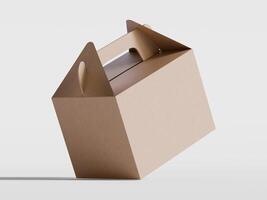 Cartoon cardboard boxes. Carton delivery boxes, open and closed shipping package with fragile signs, parcel delivery boxes photo