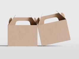 Cartoon cardboard boxes. Carton delivery boxes, open and closed shipping package with fragile signs, parcel delivery boxes photo