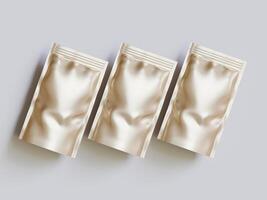 Blank aluminium foil plastic pouch bag sachet packaging mockup isolated on white background with clipping path photo