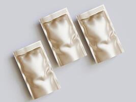 Blank aluminium foil plastic pouch bag sachet packaging mockup isolated on white background with clipping path photo