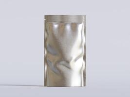 Blank aluminium foil plastic pouch bag sachet packaging mockup isolated on white background with clipping path photo