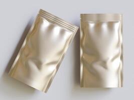 Blank aluminium foil plastic pouch bag sachet packaging mockup isolated on white background with clipping path photo
