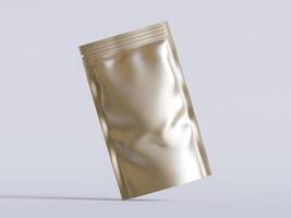 Blank aluminium foil plastic pouch bag sachet packaging mockup isolated on white background with clipping path photo