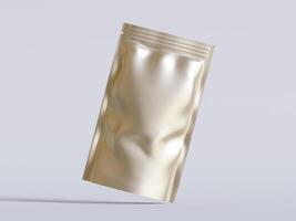 Blank aluminium foil plastic pouch bag sachet packaging mockup isolated on white background with clipping path photo