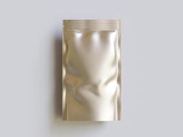 Blank aluminium foil plastic pouch bag sachet packaging mockup isolated on white background with clipping path photo