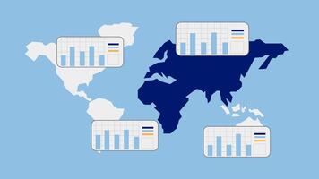 world map with analytical symbols and bar graphs, depicting market analysis, demographic analysis video