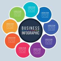 Circle Infographic design 9 Steps, objects, elements or options business information template vector