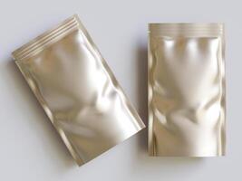 Blank aluminium foil plastic pouch bag sachet packaging mockup isolated on white background with clipping path photo