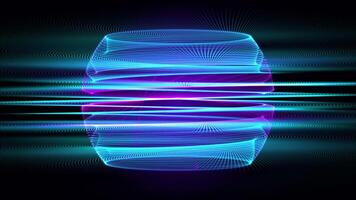 Looped abstract hologram in a shape of torus ring with pink and blue glow effect. Technology background with digital visualisation for science fiction, software interface and modern art. Loop 4K 60fps video