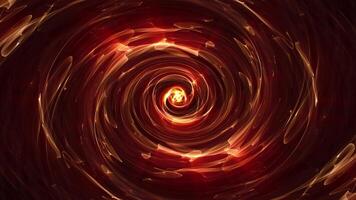 quente energia redemoinho fez do brilhando líquido plasma fiação por aí uma brilhante luz em uma Sombrio fundo. dourado chama poder vórtice com Magia etéreo fluxo. brilhante espiral do suave volta fluxo. 4k 60. fps video