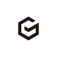 letter mg cube hexagon simple geometric line logo vector