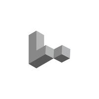 letter l 3d gradient shadow slice block logo vector