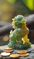 Jade Pixiu statue,pixiu symbol,pixiu Chinese,Pixiu is a symbol of good luck and money flowing in.Be prosperous and prosperous Prosper in business,wealth and wealth,people admire the business aspect. photo