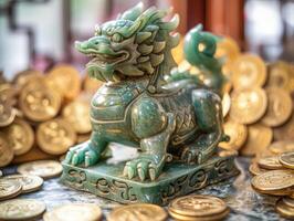 Jade Pixiu statue,pixiu symbol,pixiu Chinese,Pixiu is a symbol of good luck and money flowing in.Be prosperous and prosperous Prosper in business,wealth and wealth,people admire the business aspect. photo