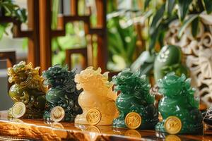 Jade Pixiu statue,pixiu symbol,pixiu Chinese,Pixiu is a symbol of good luck and money flowing in.Be prosperous and prosperous Prosper in business,wealth and wealth,people admire the business aspect. photo