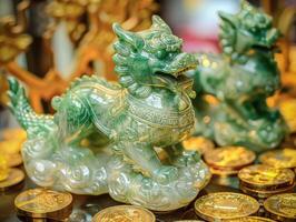 Jade Pixiu statue,pixiu symbol,pixiu Chinese,Pixiu is a symbol of good luck and money flowing in.Be prosperous and prosperous Prosper in business,wealth and wealth,people admire the business aspect. photo