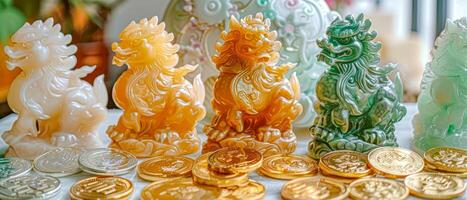 Jade Pixiu statue,pixiu symbol,pixiu Chinese,Pixiu is a symbol of good luck and money flowing in.Be prosperous and prosperous Prosper in business,wealth and wealth,people admire the business aspect. photo