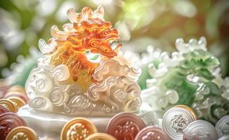 Jade Pixiu statue,pixiu symbol,pixiu Chinese,Pixiu is a symbol of good luck and money flowing in.Be prosperous and prosperous Prosper in business,wealth and wealth,people admire the business aspect. photo