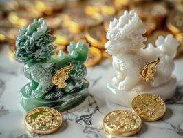 Jade Pixiu statue,pixiu symbol,pixiu Chinese,Pixiu is a symbol of good luck and money flowing in.Be prosperous and prosperous Prosper in business,wealth and wealth,people admire the business aspect. photo