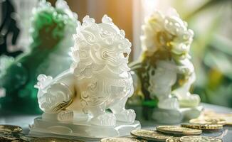 Jade Pixiu statue,pixiu symbol,pixiu Chinese,Pixiu is a symbol of good luck and money flowing in.Be prosperous and prosperous Prosper in business,wealth and wealth,people admire the business aspect. photo