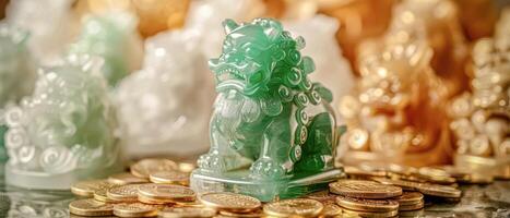 Jade Pixiu statue,pixiu symbol,pixiu Chinese,Pixiu is a symbol of good luck and money flowing in.Be prosperous and prosperous Prosper in business,wealth and wealth,people admire the business aspect. photo