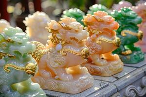 Jade Pixiu statue,pixiu symbol,pixiu Chinese,Pixiu is a symbol of good luck and money flowing in.Be prosperous and prosperous Prosper in business,wealth and wealth,people admire the business aspect. photo
