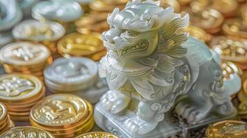 Jade Pixiu statue,pixiu symbol,pixiu Chinese,Pixiu is a symbol of good luck and money flowing in.Be prosperous and prosperous Prosper in business,wealth and wealth,people admire the business aspect. photo