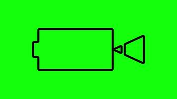 Record button icon. Animated on a green chromakey background. Recording camera icon. Broadcasting concept video