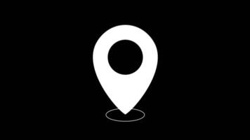 Animated white GPS location pointer and locator icon on transparent background with alpha channel. Appearing sign to indicate route and location on maps. video
