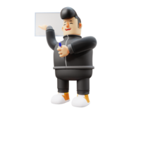3D Boy with Guitar Image. Cartoon Character Pointing at a Whiteboard. Cartoon png