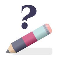 Pencil with question mark icon. Flat design illustration. vector