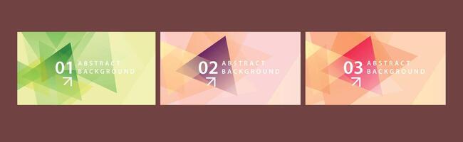 Set of triangle abstract gradient background, geometric shape pastel wallpaper vector