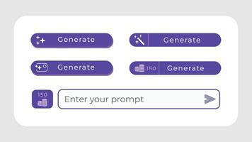 Text to AI generate button icon, modern simple UI set prompt icon with purple violet blue color vector