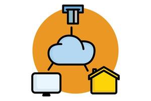 Internet of things colored outline icon. icon related to technology. data analytics elements illustration vector
