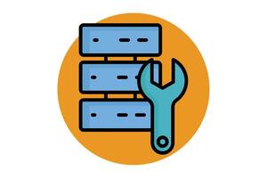 Data engineering colored outline icon. icon related to technology. data analytics elements illustration vector