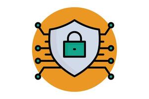 Cybersecurity colored outline icon. icon related to technology. data analytics elements illustration vector