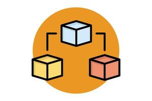 Blockchain colored outline icon. icon related to digital. data analytics elements illustration vector