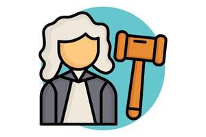 Judge colored outline icon. icon related to law and justice. justice elements illustration vector