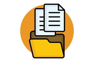 Data collection colored outline icon. folder with paper. icon related to gather. data analytics elements illustration vector