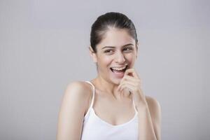 Cute Lady With A Laughing Expression On Her Face photo