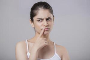 Elegant Lady Considering A Plan And Showing Expression photo